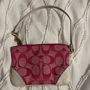 Coach Pink and Cream Signature Clutch